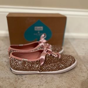 Ked’s x Kate Spade Rose Gold Glitter Sneakers. Woman’s Size 6, Worn Once!